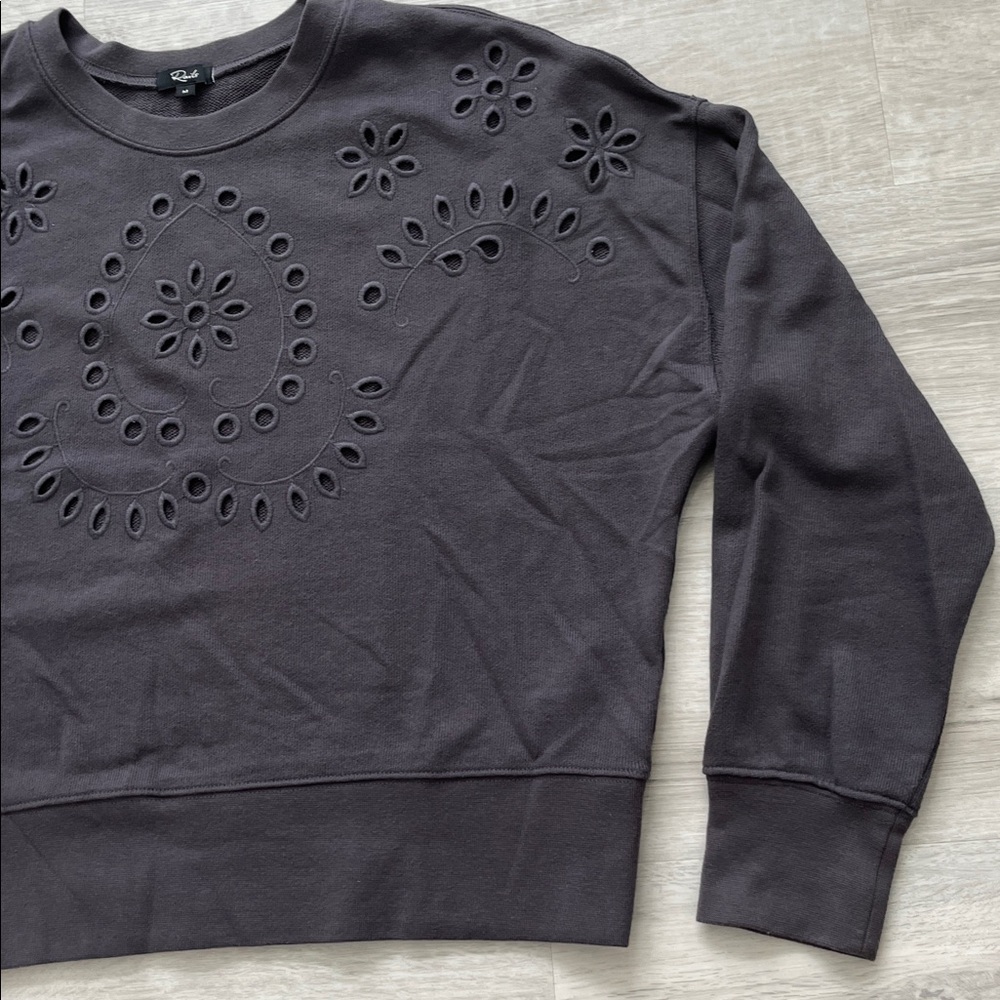 Rails Alice Eyelet Sweatshirt Soft Girl Coquette Cozy Pullover Women M Crew Neck - Picture 3 of 14